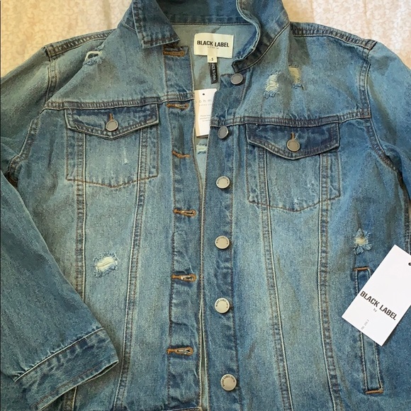 Black Label Distressed Denim/Jean’s Jacket w/ Tags - Picture 1 of 6